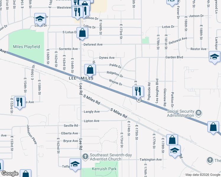 map of restaurants, bars, coffee shops, grocery stores, and more near in Cleveland