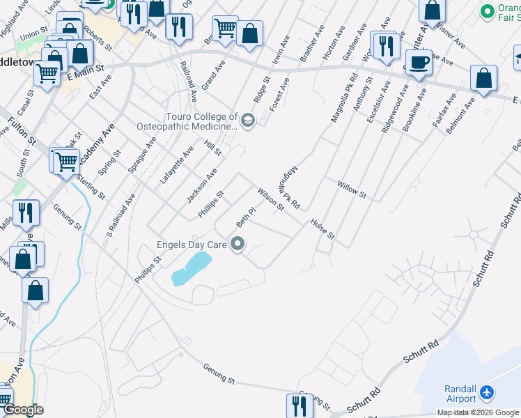 map of restaurants, bars, coffee shops, grocery stores, and more near 6 Beth Place in Middletown