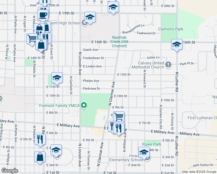 map of restaurants, bars, coffee shops, grocery stores, and more near 1870 Parkview Drive in Fremont