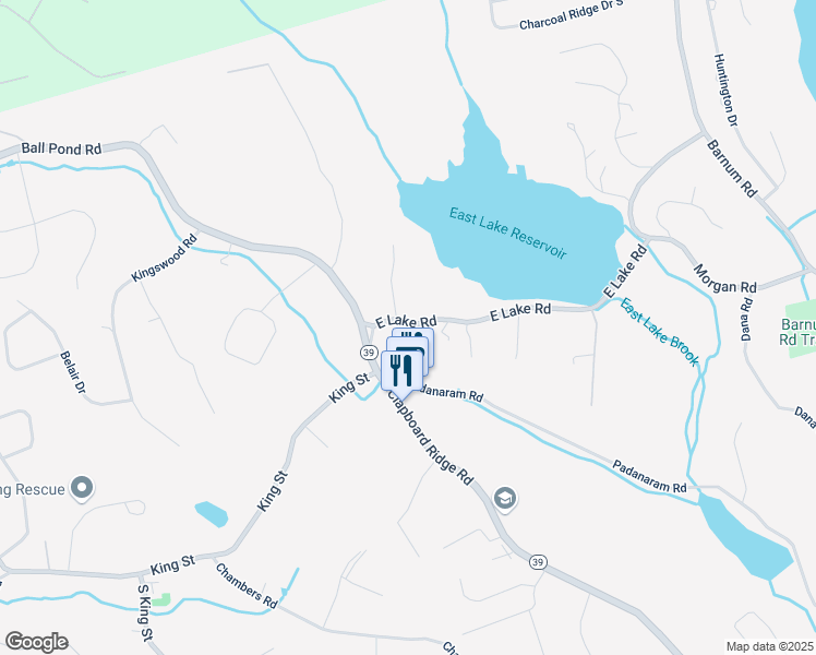 map of restaurants, bars, coffee shops, grocery stores, and more near 1 Mary Ann Drive in Danbury