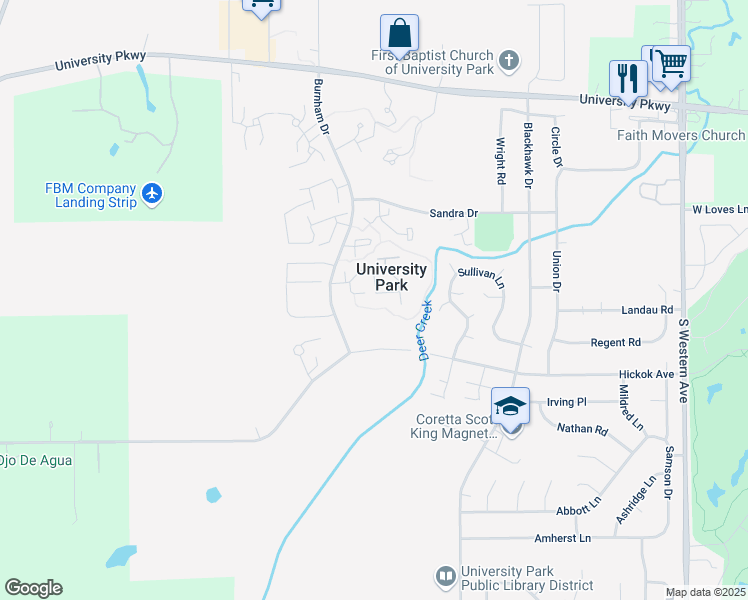 map of restaurants, bars, coffee shops, grocery stores, and more near 831 White Oak Lane in University Park