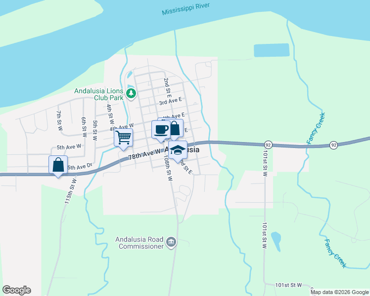 map of restaurants, bars, coffee shops, grocery stores, and more near in Andalusia
