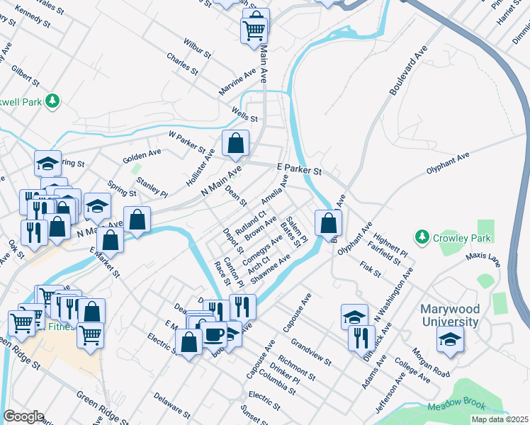map of restaurants, bars, coffee shops, grocery stores, and more near 2340 Rutland Ct in Scranton
