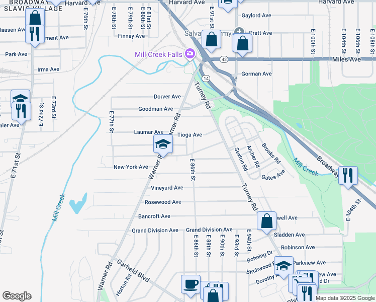 map of restaurants, bars, coffee shops, grocery stores, and more near 8508 Connecticut Avenue in Cleveland