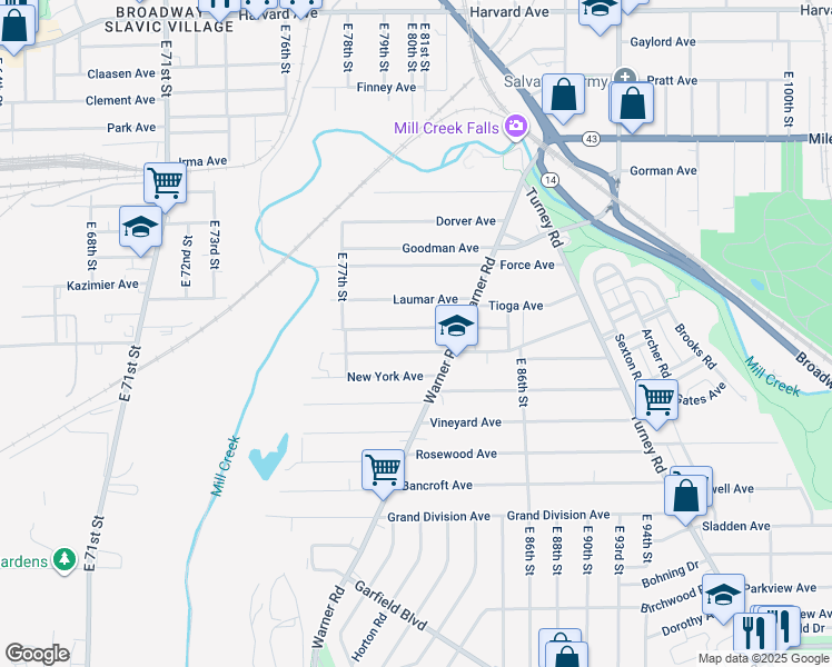 map of restaurants, bars, coffee shops, grocery stores, and more near 8109 Connecticut Avenue in Cleveland