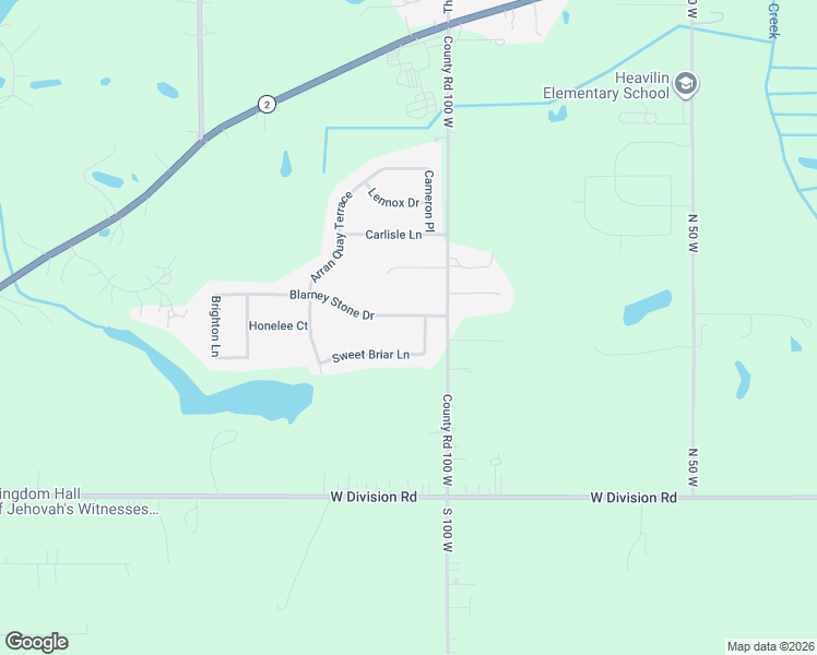 map of restaurants, bars, coffee shops, grocery stores, and more near Sweet Briar Lane in Valparaiso