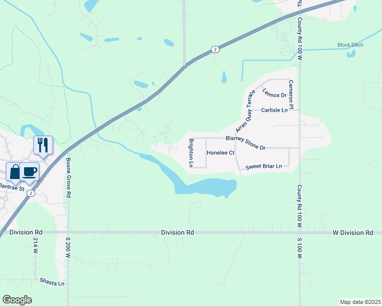 map of restaurants, bars, coffee shops, grocery stores, and more near Brighton Lane in Valparaiso