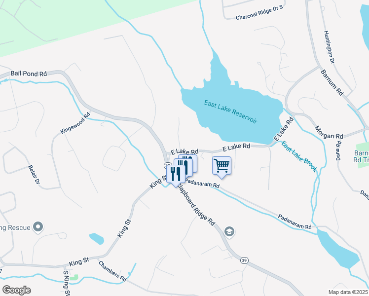map of restaurants, bars, coffee shops, grocery stores, and more near 1 Mary Ann Drive in Danbury