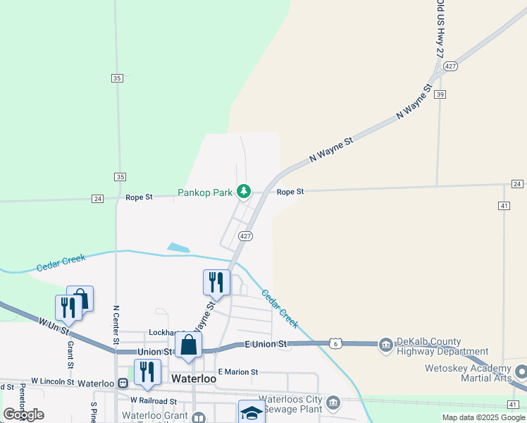 map of restaurants, bars, coffee shops, grocery stores, and more near 830 North Wayne Street in Waterloo