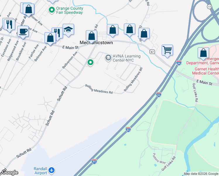 map of restaurants, bars, coffee shops, grocery stores, and more near 1 Columbine Court in Middletown