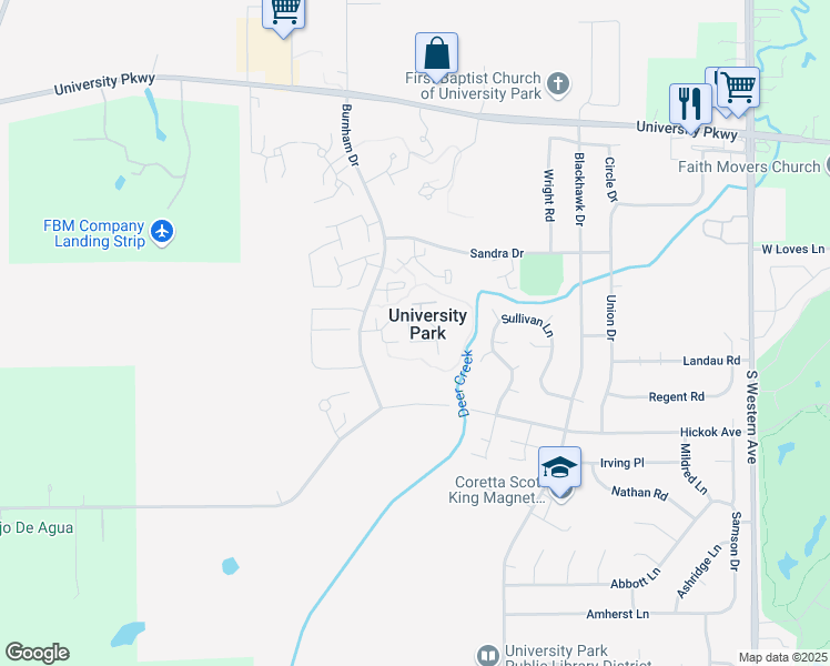 map of restaurants, bars, coffee shops, grocery stores, and more near in University Park