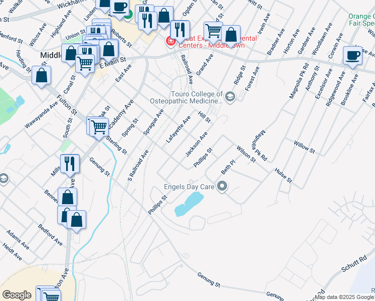 map of restaurants, bars, coffee shops, grocery stores, and more near 22 Prospect Avenue in Middletown