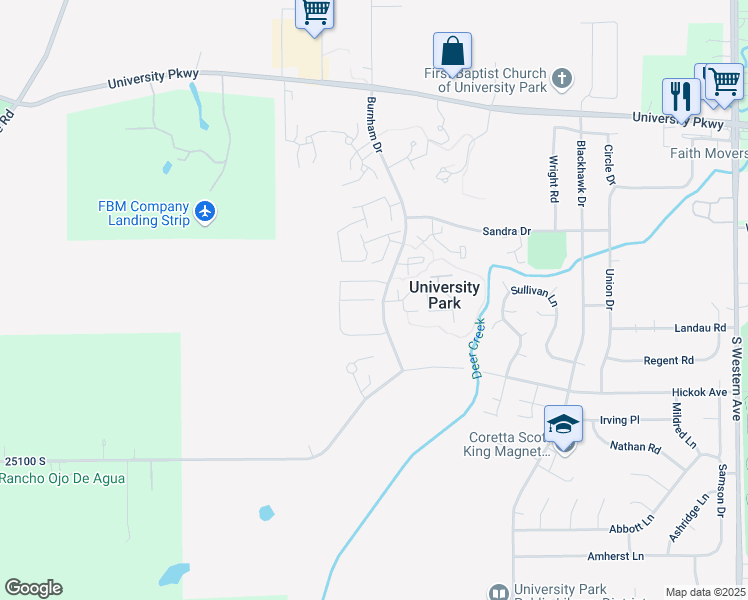 map of restaurants, bars, coffee shops, grocery stores, and more near 999 Fiesta Drive in University Park