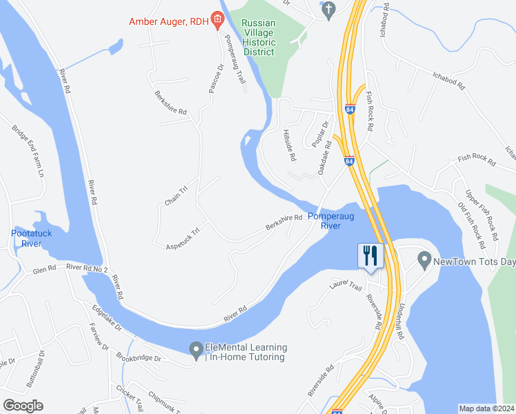 map of restaurants, bars, coffee shops, grocery stores, and more near 50 Berkshire Road in Southbury