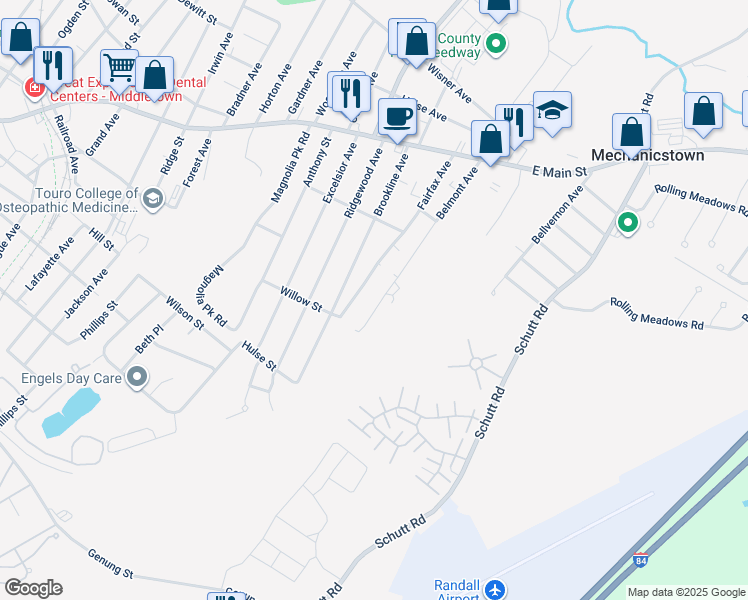 map of restaurants, bars, coffee shops, grocery stores, and more near 130 Belmont Avenue in Middletown