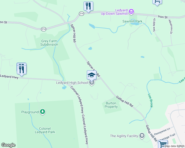 map of restaurants, bars, coffee shops, grocery stores, and more near in Southeastern Connecticut Planning Region