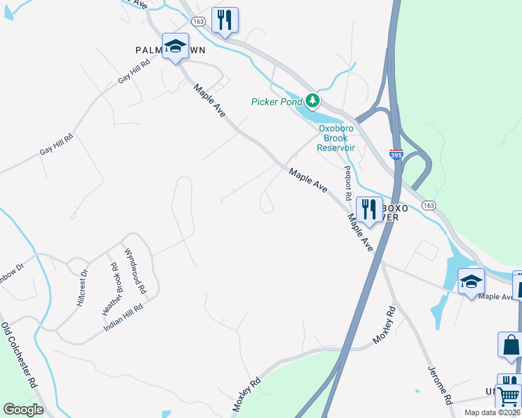 map of restaurants, bars, coffee shops, grocery stores, and more near 32 Milefski Drive in Montville