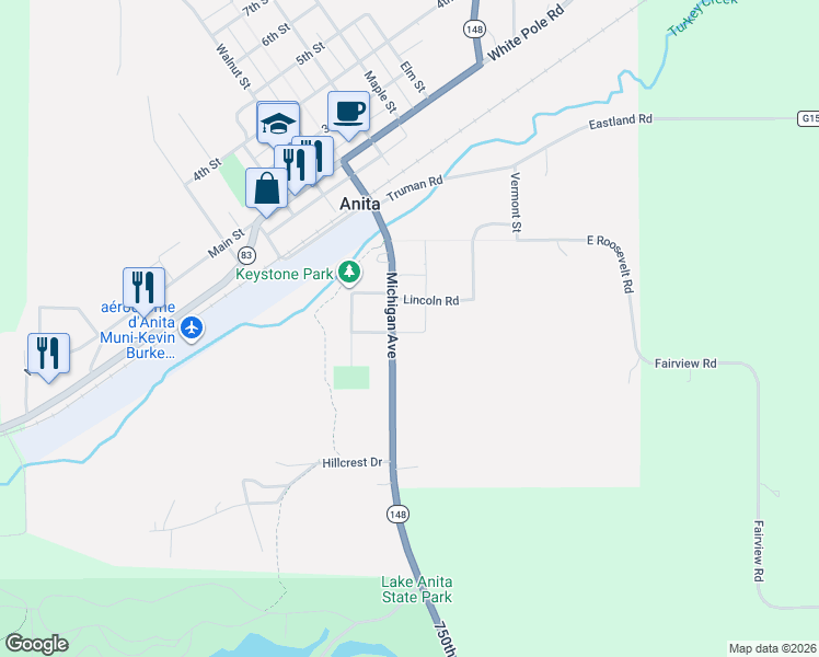 map of restaurants, bars, coffee shops, grocery stores, and more near 307 Michigan Avenue in Anita