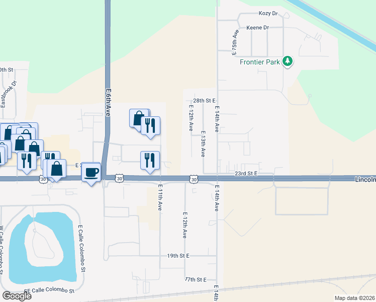 map of restaurants, bars, coffee shops, grocery stores, and more near 2467 East 12th Avenue in Columbus