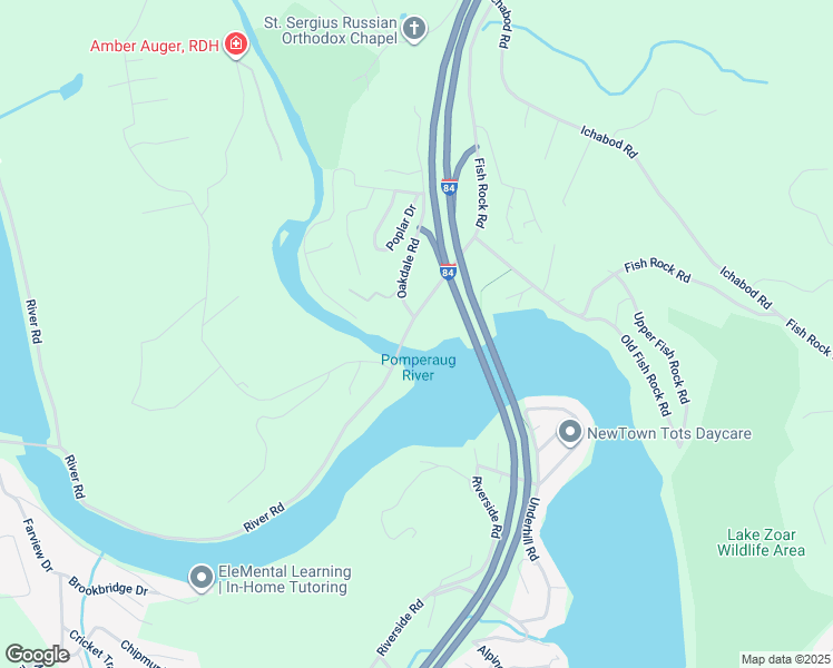 map of restaurants, bars, coffee shops, grocery stores, and more near 115 River Road in Southbury