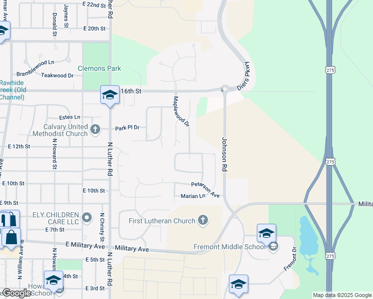 map of restaurants, bars, coffee shops, grocery stores, and more near 1216 Glenwood Court in Fremont