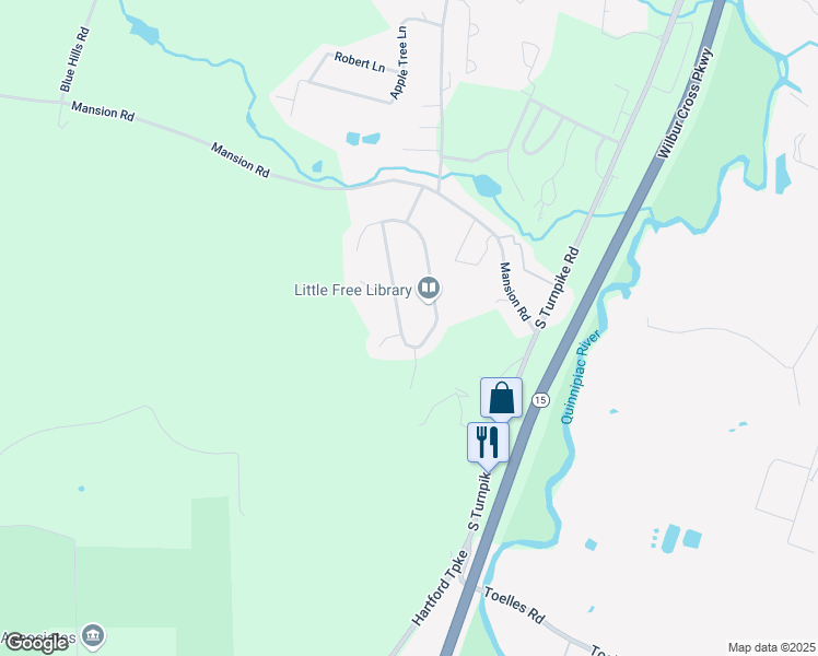 map of restaurants, bars, coffee shops, grocery stores, and more near 35 Nod Brook Road in Wallingford