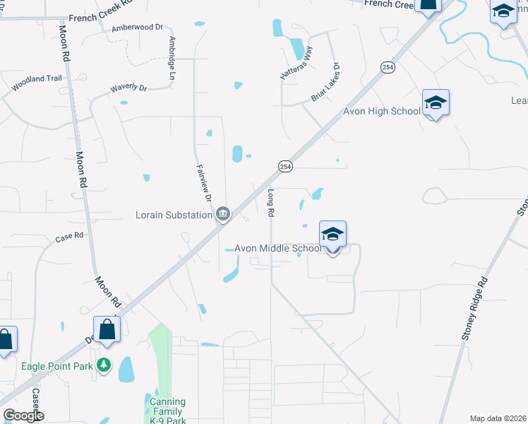 map of restaurants, bars, coffee shops, grocery stores, and more near 3350 Long Road in Avon