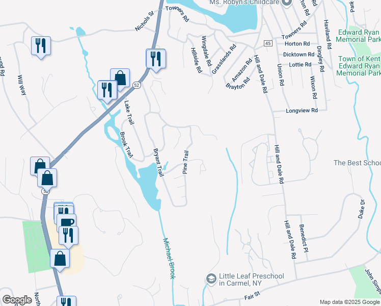 map of restaurants, bars, coffee shops, grocery stores, and more near 30 Pine Trail in Carmel Hamlet