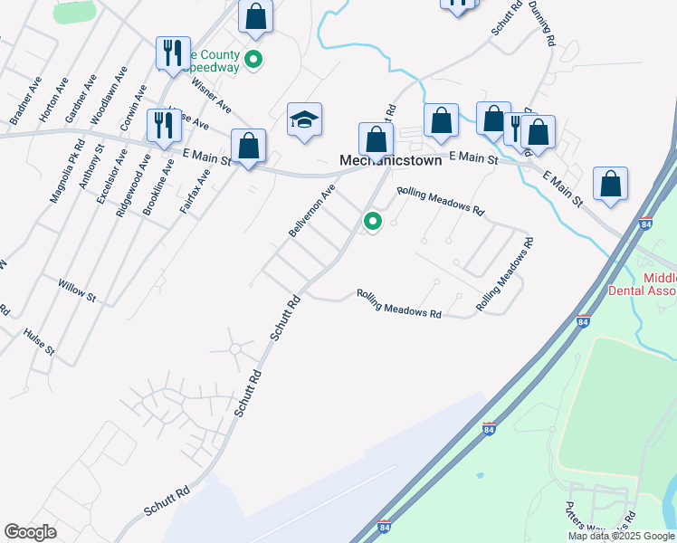 map of restaurants, bars, coffee shops, grocery stores, and more near 240 Schutt Road in Middletown