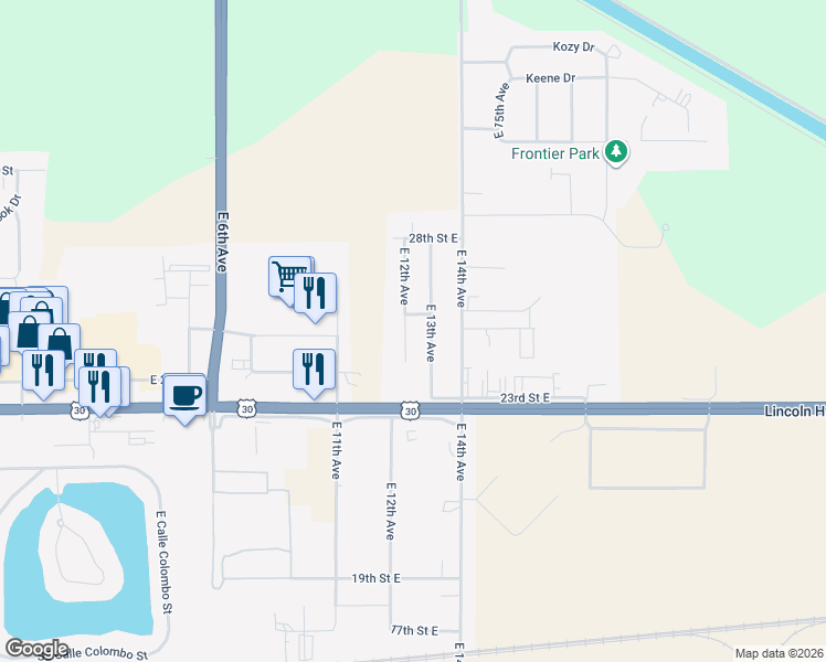 map of restaurants, bars, coffee shops, grocery stores, and more near 2467 East 12th Avenue in Columbus