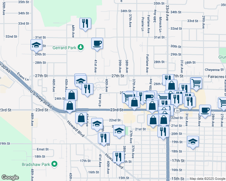 map of restaurants, bars, coffee shops, grocery stores, and more near 2472-2498 39th Avenue in Columbus