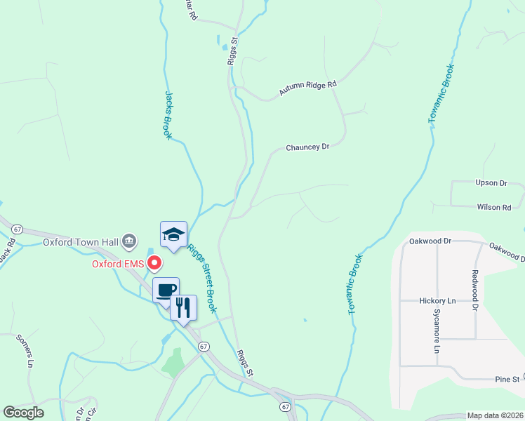 map of restaurants, bars, coffee shops, grocery stores, and more near 14 Cedar Lane in Oxford
