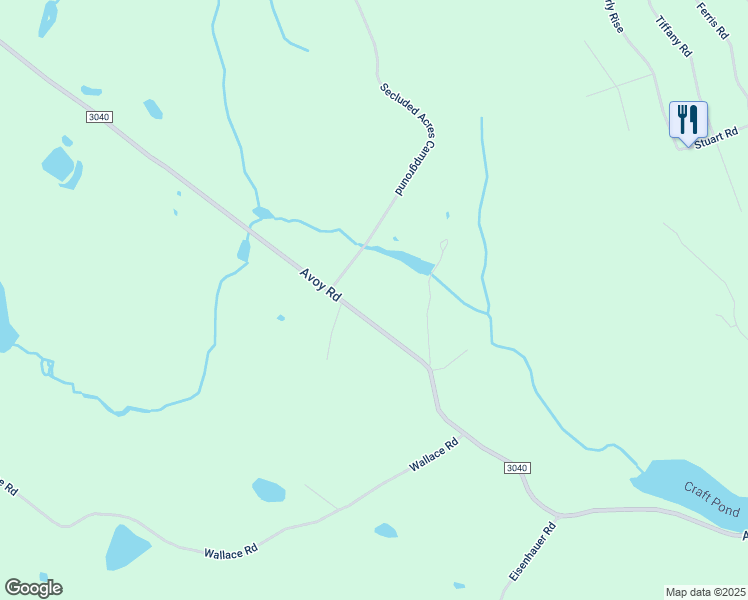 map of restaurants, bars, coffee shops, grocery stores, and more near 865 Avoy Road in Lake Ariel