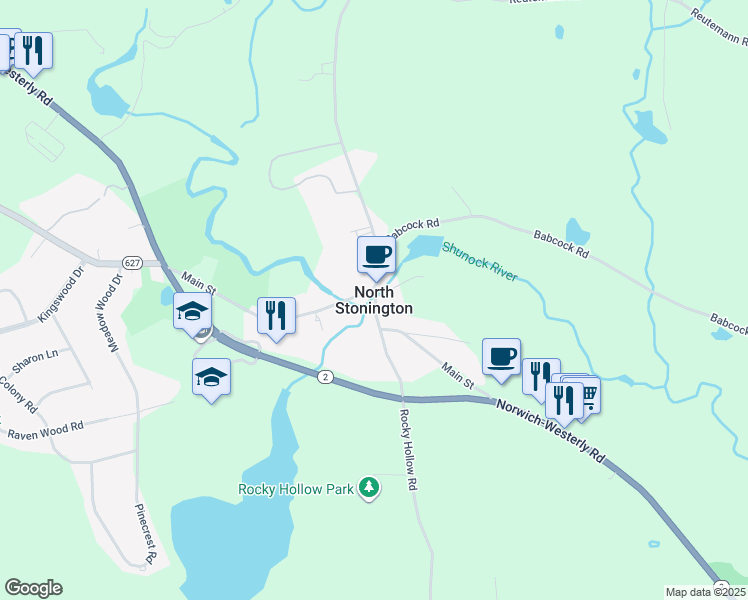 map of restaurants, bars, coffee shops, grocery stores, and more near in North Stonington