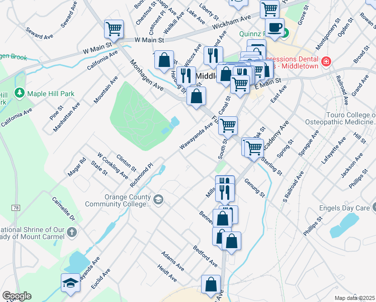 map of restaurants, bars, coffee shops, grocery stores, and more near 50 Benjamin Avenue in Middletown