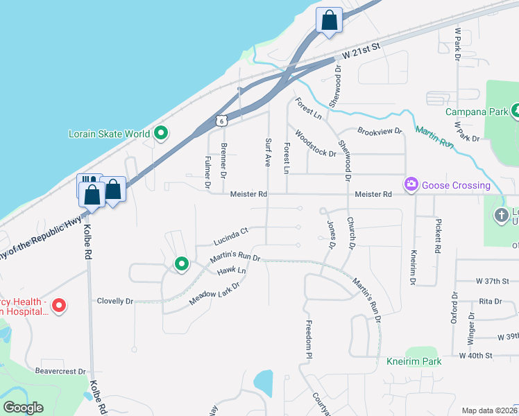 map of restaurants, bars, coffee shops, grocery stores, and more near 4474 Lucinda Court in Lorain