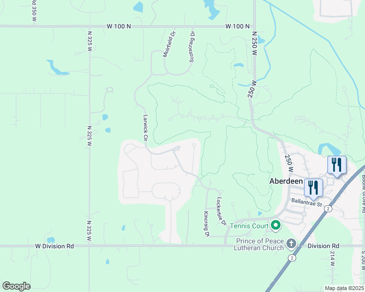 map of restaurants, bars, coffee shops, grocery stores, and more near 280 Larwick Circle in Valparaiso