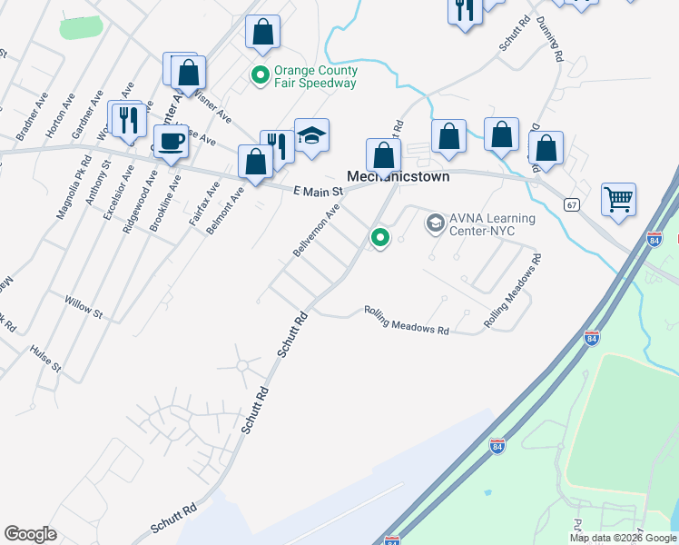 map of restaurants, bars, coffee shops, grocery stores, and more near 261 Schutt Road in Middletown