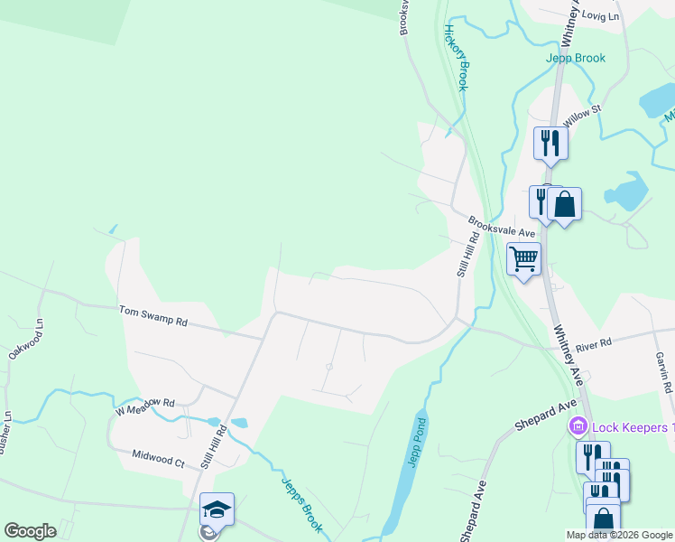 map of restaurants, bars, coffee shops, grocery stores, and more near 147 Birchwood Drive in Hamden