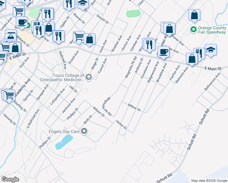 map of restaurants, bars, coffee shops, grocery stores, and more near 68 Magnolia Park Road in Middletown