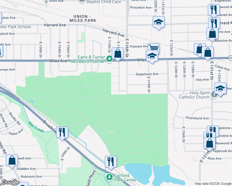 map of restaurants, bars, coffee shops, grocery stores, and more near 11324 Cotes Avenue in Cleveland