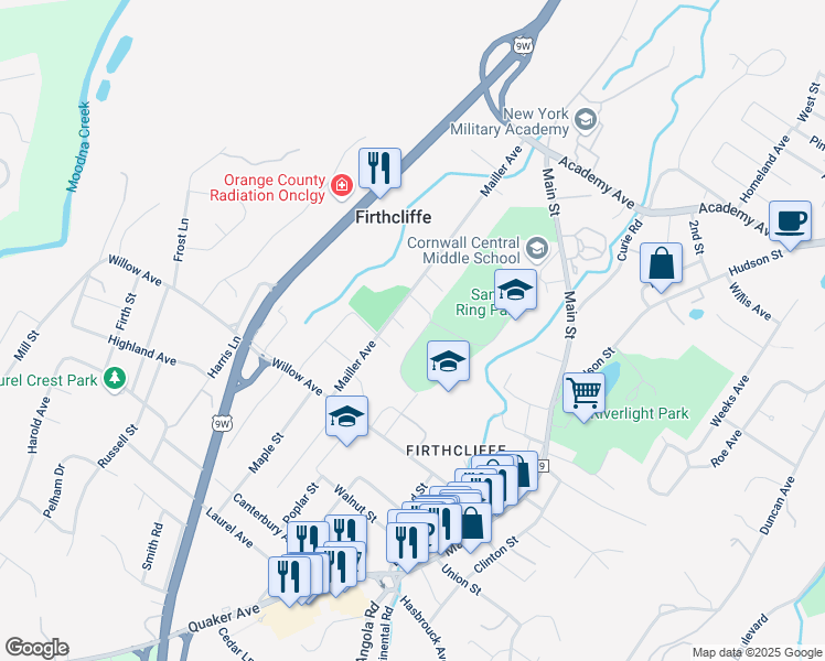 map of restaurants, bars, coffee shops, grocery stores, and more near 3 Peter Scott Drive in Cornwall