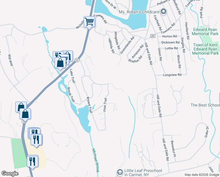 map of restaurants, bars, coffee shops, grocery stores, and more near 8 Pine Trail in Carmel Hamlet