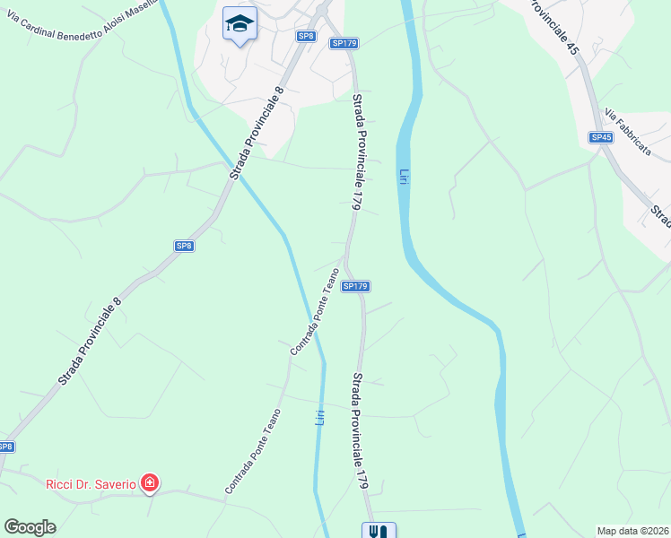 map of restaurants, bars, coffee shops, grocery stores, and more near 52 Contrada Ponte Teano in Provincia di Frosinone