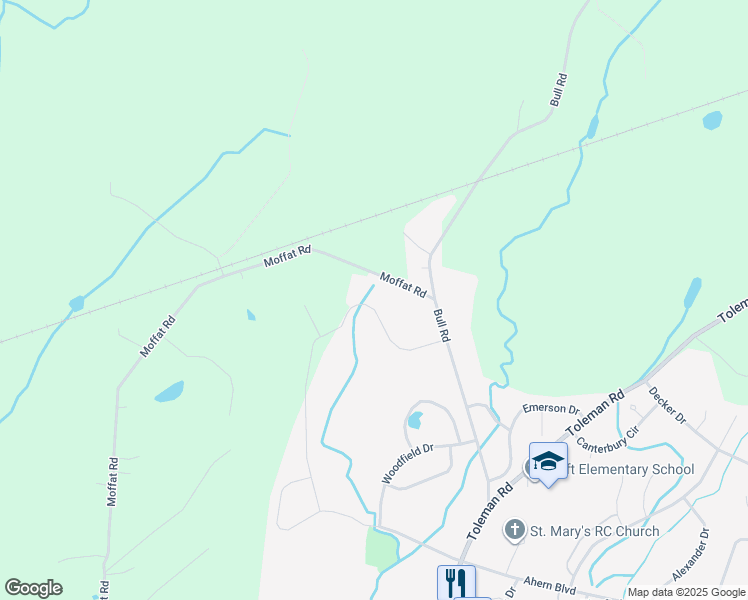 map of restaurants, bars, coffee shops, grocery stores, and more near 9 Moffat Road in Washingtonville