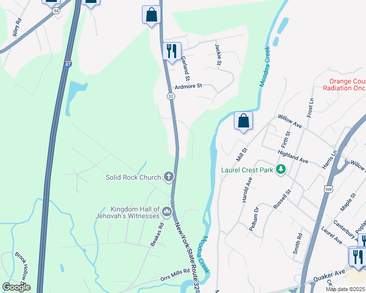 map of restaurants, bars, coffee shops, grocery stores, and more near 2310 County Road 32 in New Windsor