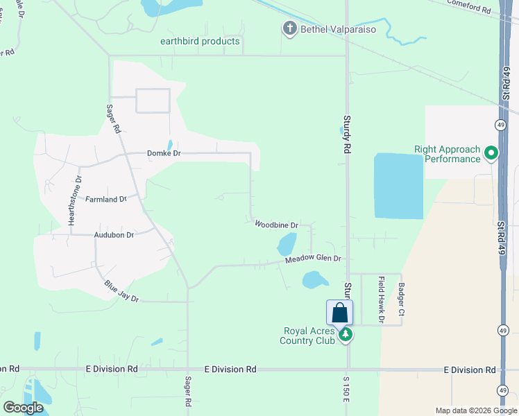 map of restaurants, bars, coffee shops, grocery stores, and more near 2800-3098 Woodbine Dr in Valparaiso