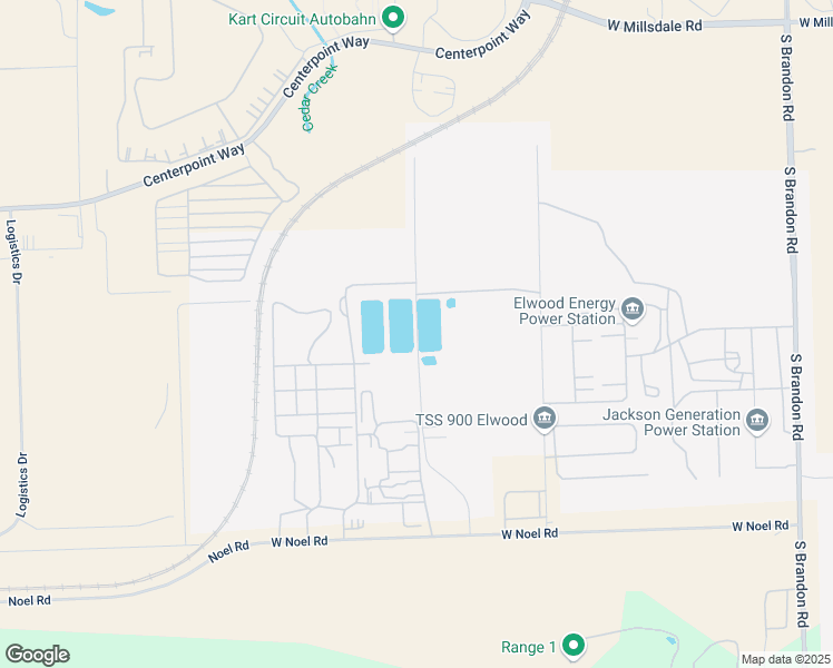 map of restaurants, bars, coffee shops, grocery stores, and more near South Intermodal Court in Elwood