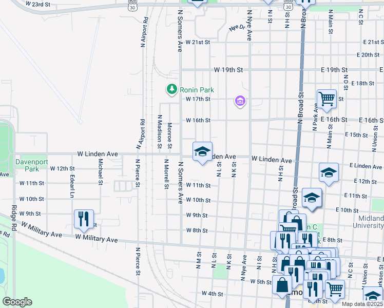 map of restaurants, bars, coffee shops, grocery stores, and more near 1303 North Keene Avenue in Fremont