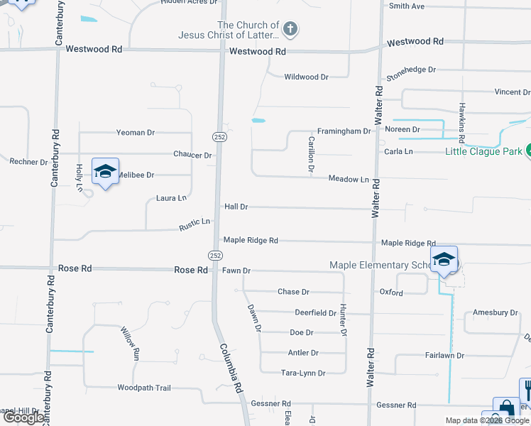 map of restaurants, bars, coffee shops, grocery stores, and more near 25315 Hall Drive in Westlake